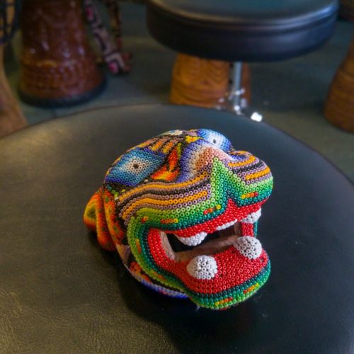 Huichol Artwork - Small Jaguar Head (out of stock)